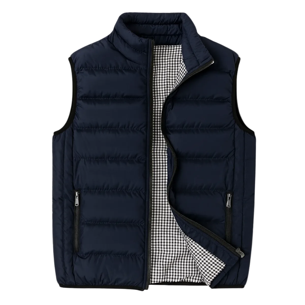 Gilet Homme Matelassé Sans Manches avec Fermeture Zippée et Col Montant-Vest-Gigié