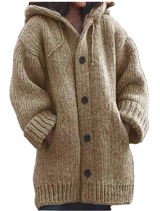 Gilet Long En Maille À Capuche Coupe Oversize-Gigié