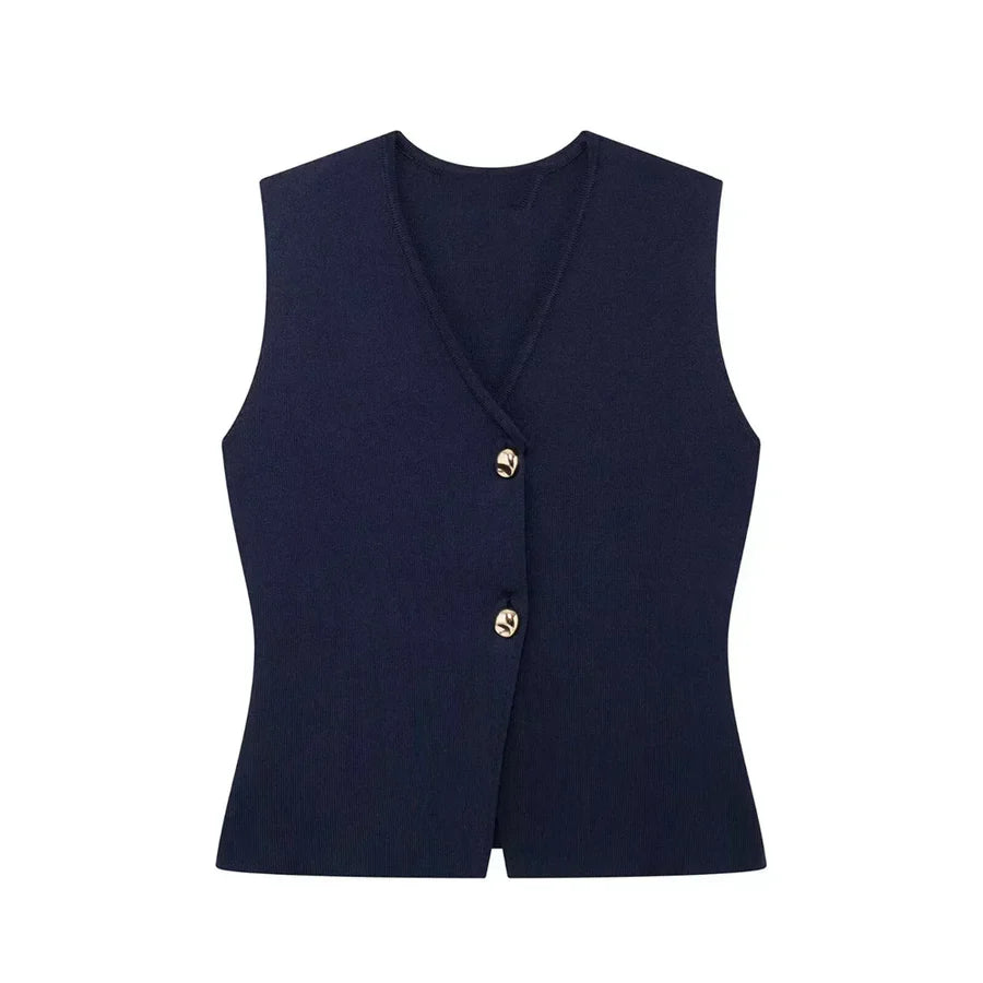 Gilet Sans Manches pour Femme à Boutonnage Frontal-Vest-Gigié