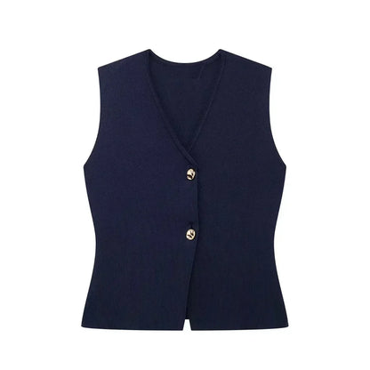Gilet Sans Manches pour Femme à Boutonnage Frontal-Vest-Gigié