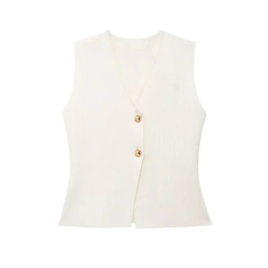 Gilet Sans Manches pour Femme à Boutonnage Frontal-Vest-Gigié