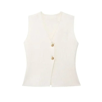 Gilet Sans Manches pour Femme à Boutonnage Frontal-Vest-Gigié