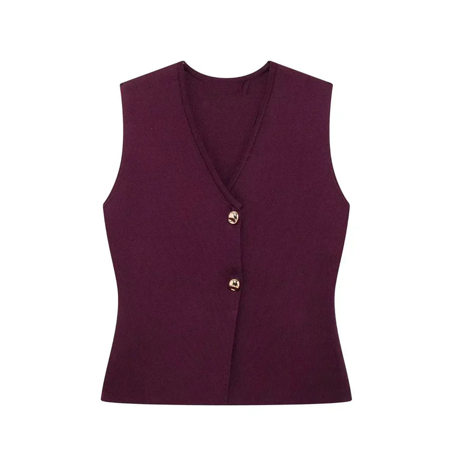 Gilet Sans Manches pour Femme à Boutonnage Frontal-Vest-Gigié