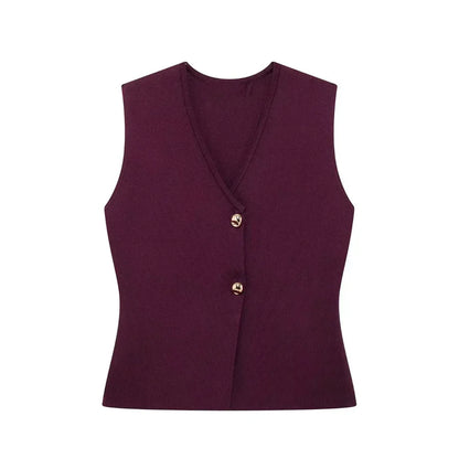 Gilet Sans Manches pour Femme à Boutonnage Frontal-Vest-Gigié