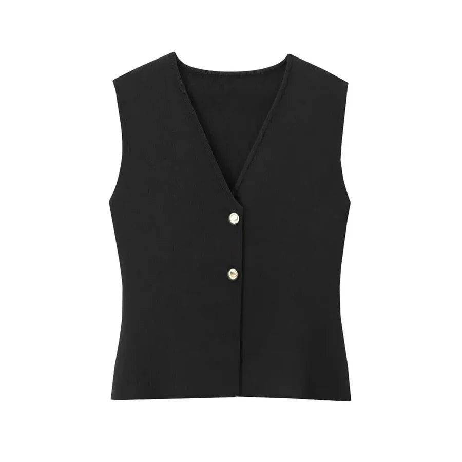 Gilet Sans Manches pour Femme à Boutonnage Frontal-Vest-Gigié