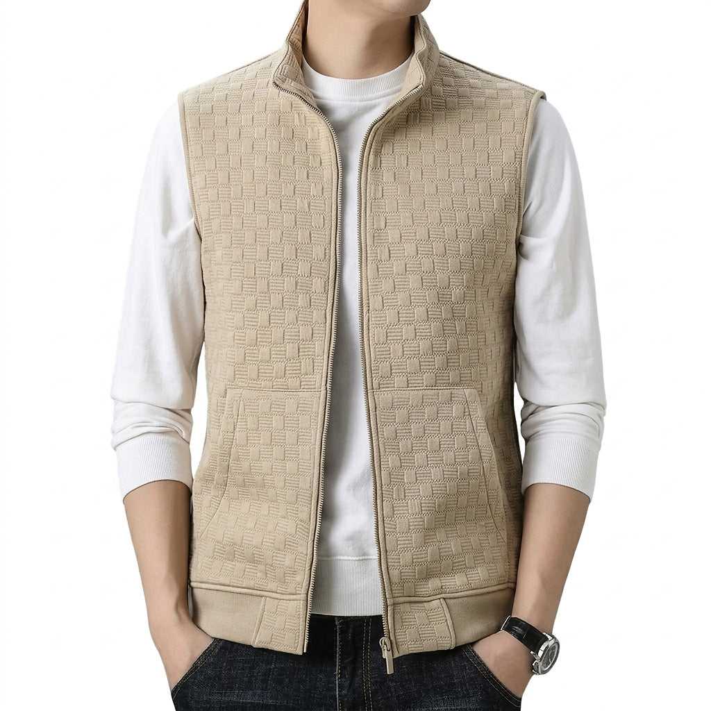 Gilet sans manches zippé texturé pour homme 1