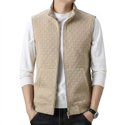 Gilet sans manches zippé texturé pour homme 1