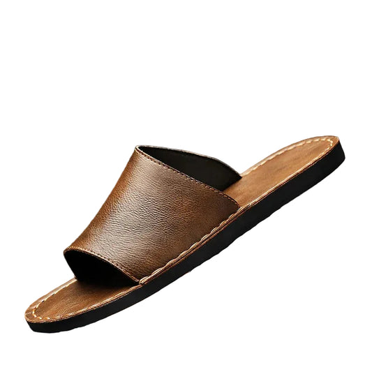 Sandales Ouvertes pour Homme de Type Slide avec Large Bride et Couture sur le Bord
