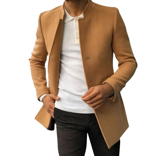 Manteau Homme Mi-Long avec Col Montant