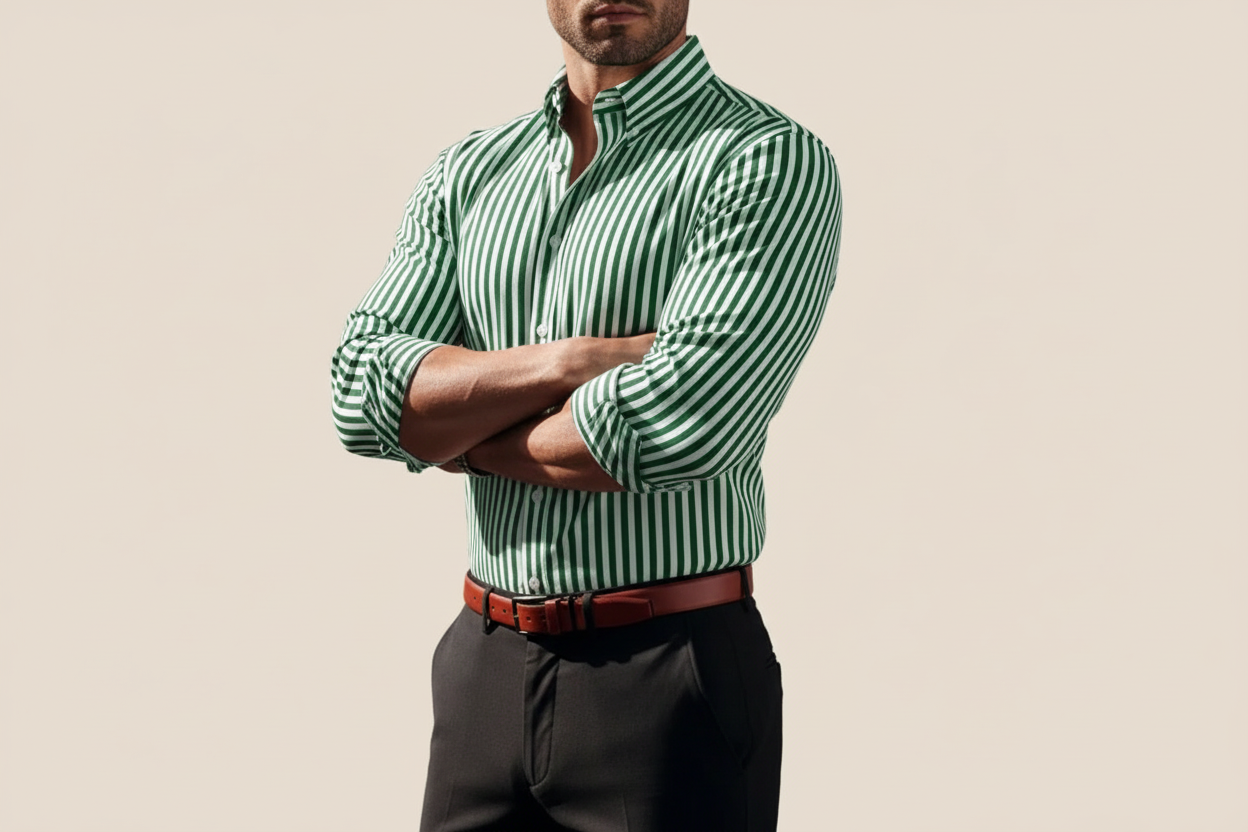 Homme chemise à manches longues à rayures avec fermeture boutonnée-Shirts for men-Gigié