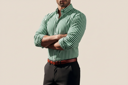Homme chemise à manches longues à rayures avec fermeture boutonnée-Shirts for men-Gigié