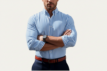 Homme chemise à manches longues à rayures avec fermeture boutonnée-Shirts for men-Gigié