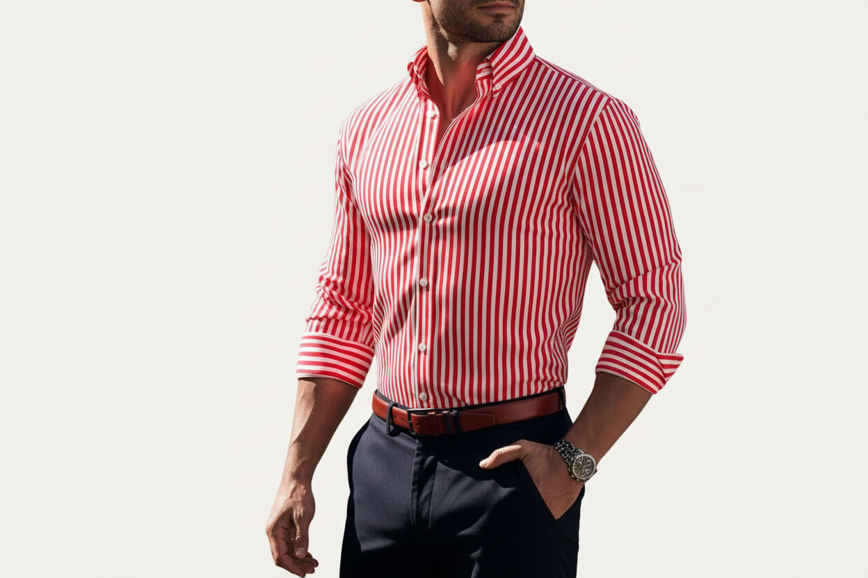 Homme chemise à manches longues à rayures avec fermeture boutonnée-Shirts for men-Gigié