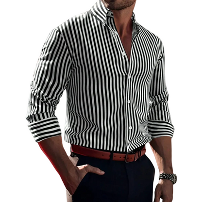 Homme chemise à manches longues à rayures avec fermeture boutonnée-Shirts for men-Gigié