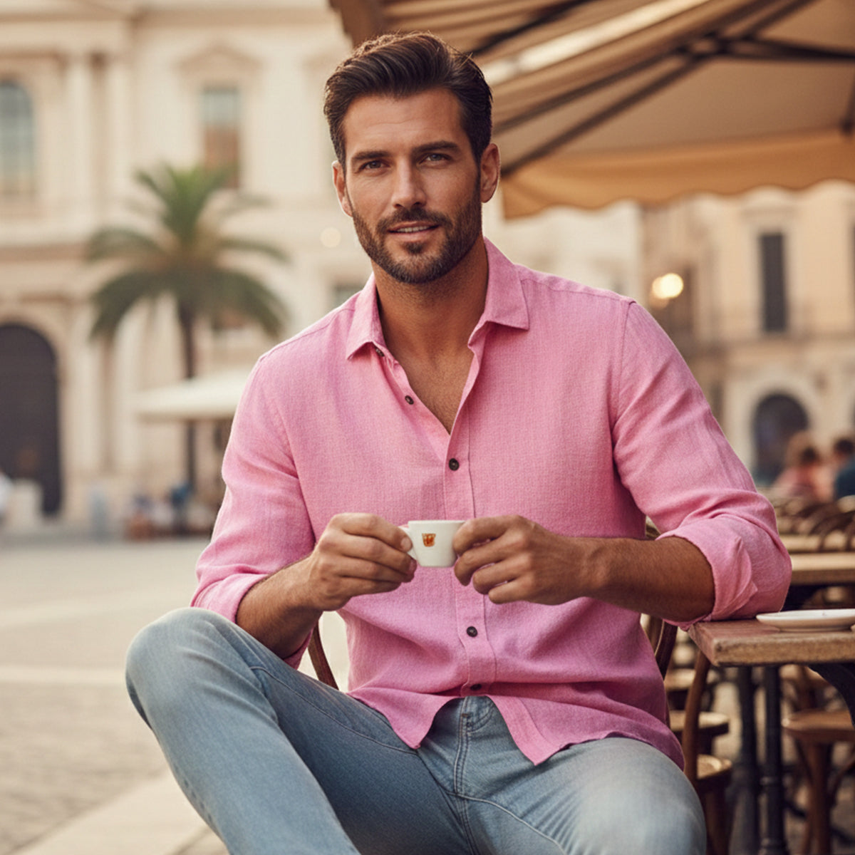 Homme Chemise à Manches Longues avec Boutonnage-Blouse Male-Gigié