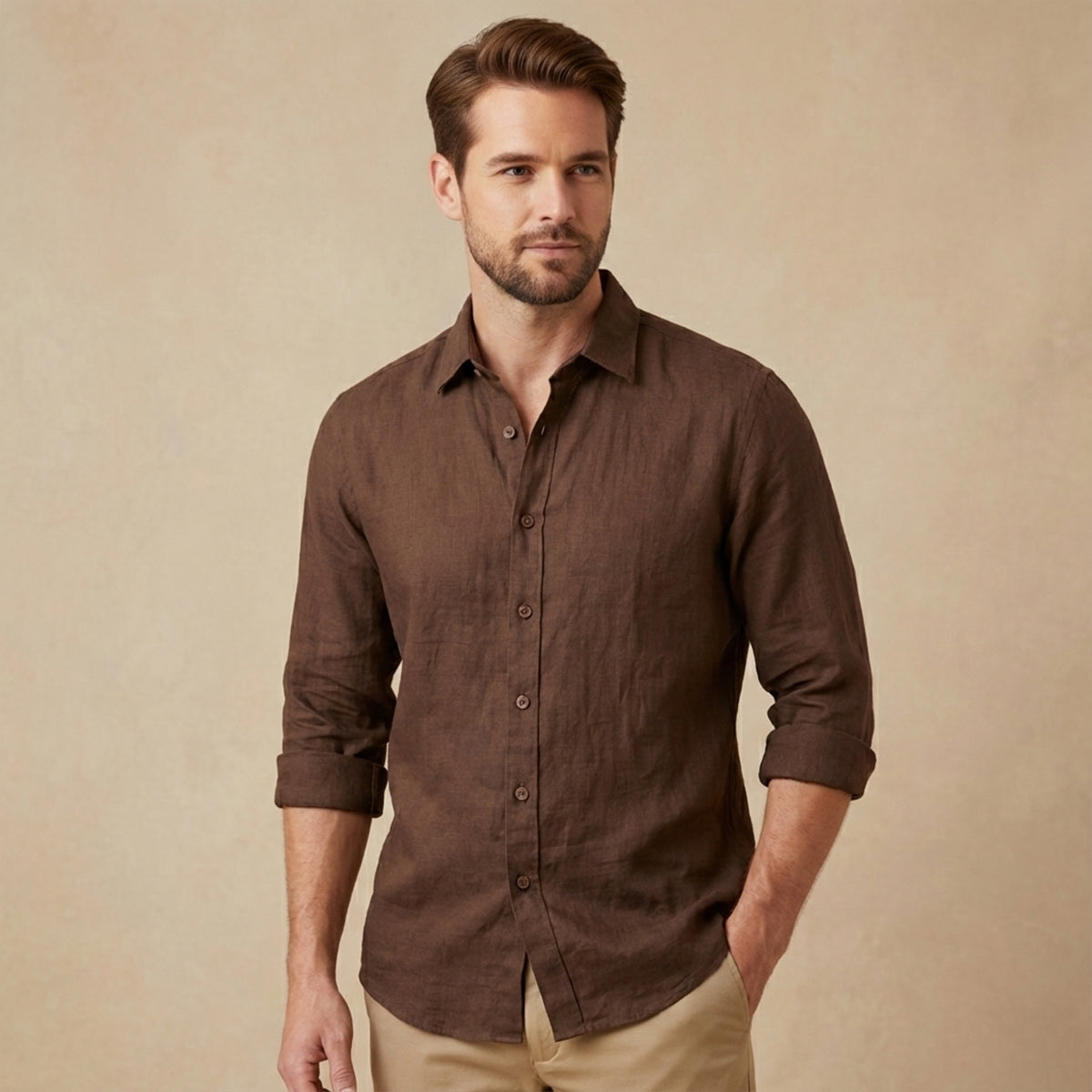 Homme Chemise à Manches Longues avec Boutonnage-Blouse Male-Gigié