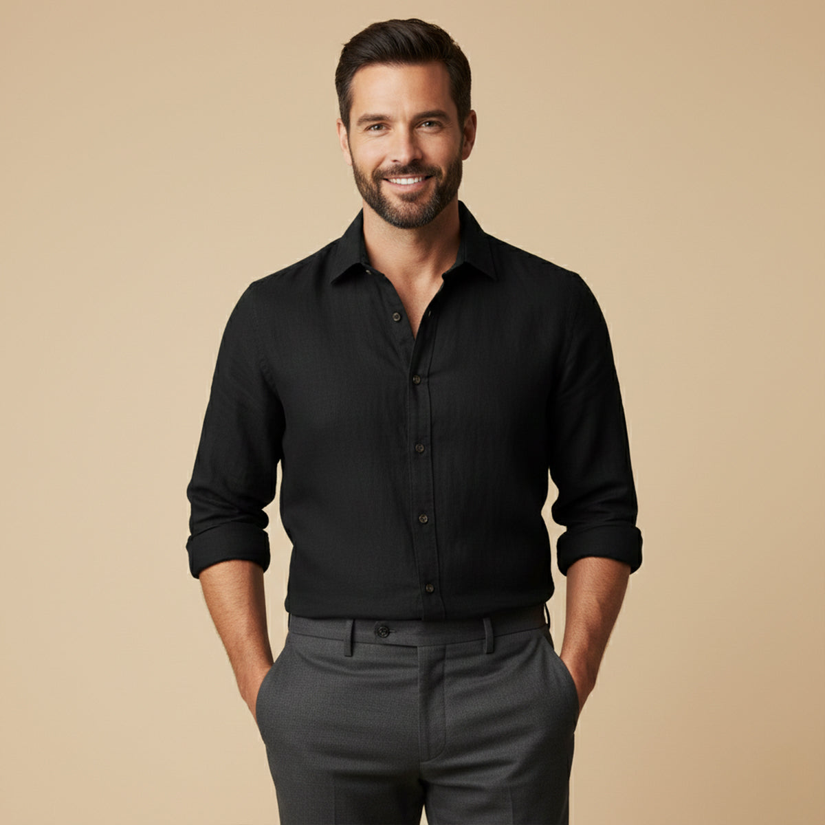 Homme Chemise à Manches Longues avec Boutonnage-Blouse Male-Gigié