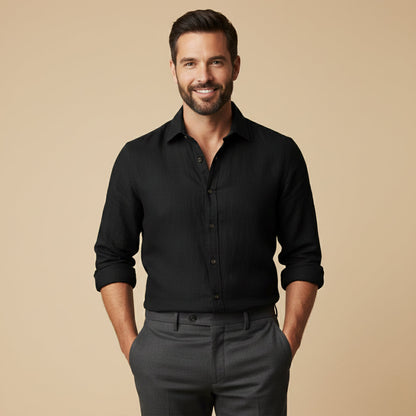 Homme Chemise à Manches Longues avec Boutonnage-Blouse Male-Gigié