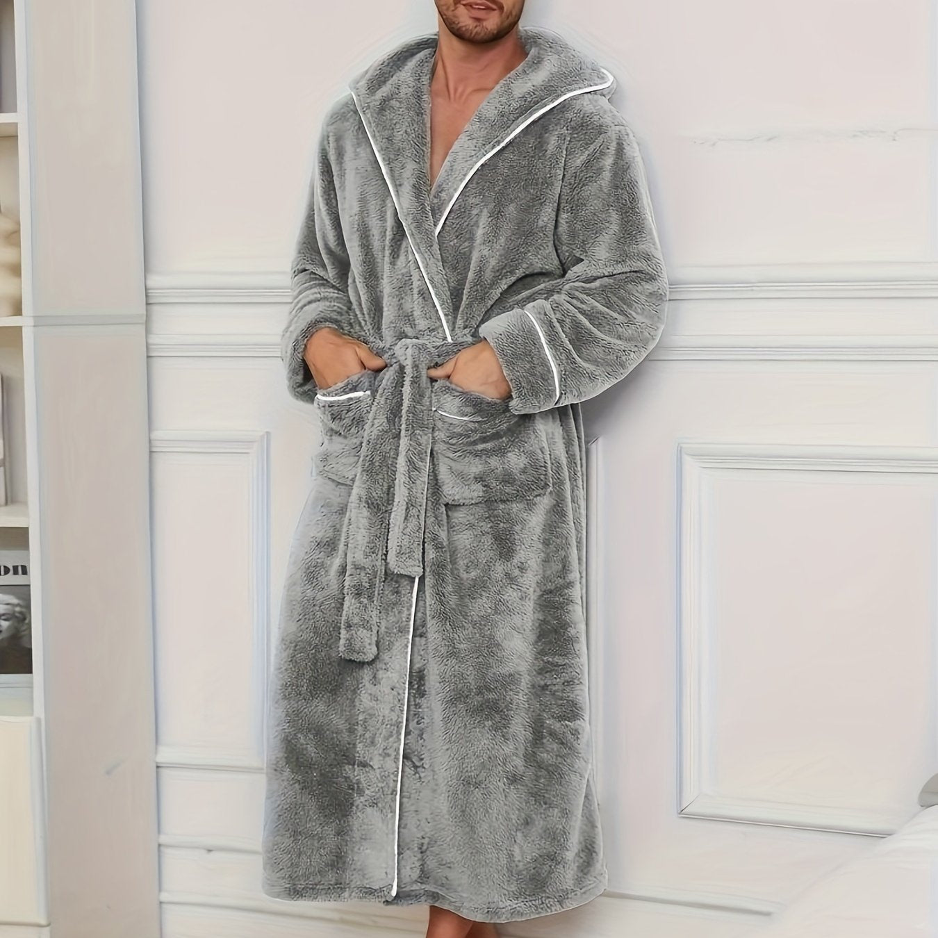 Homme Peignoir avec capuche et ceinture à nouer-Robe Men-Gigié