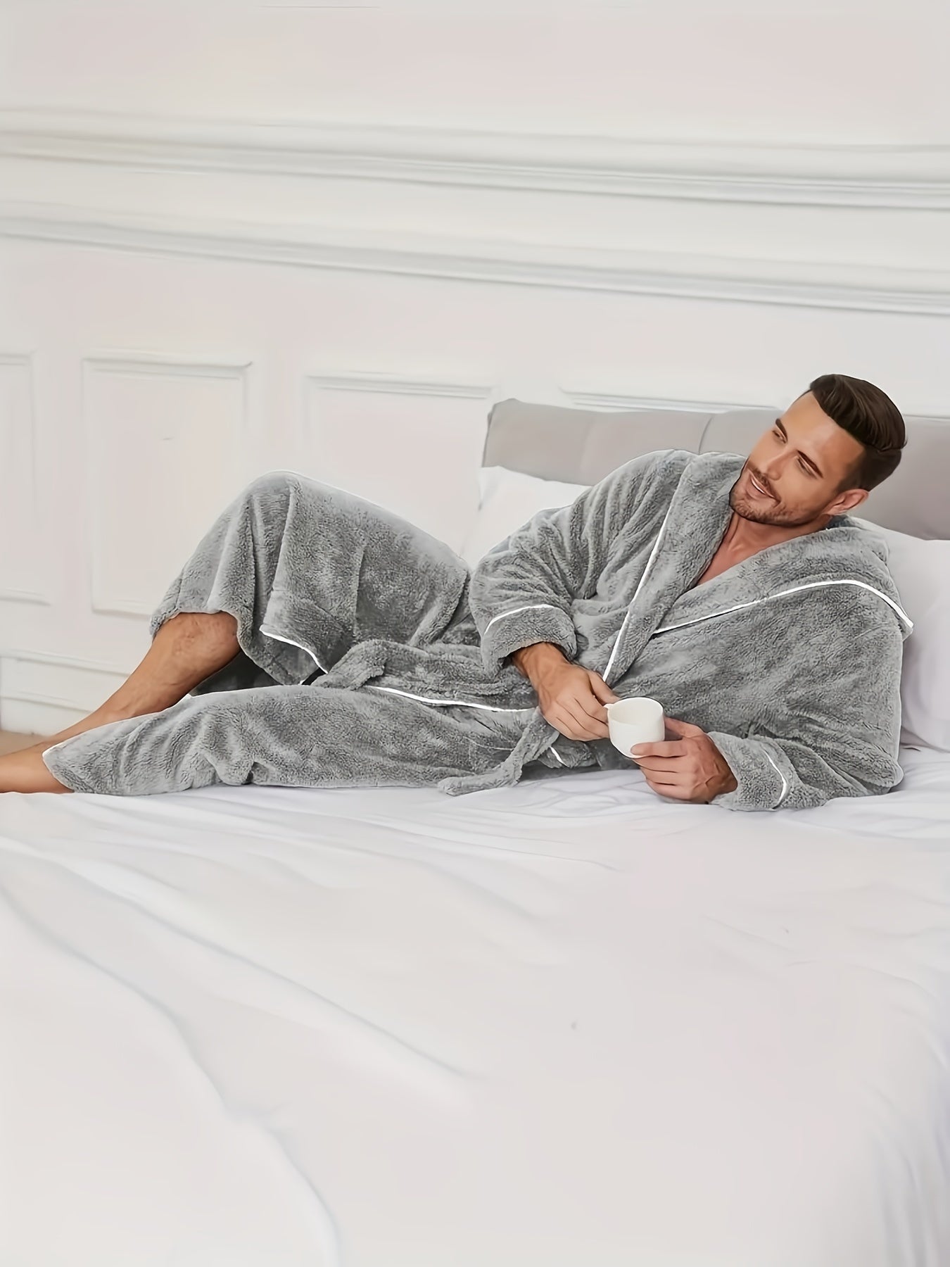 Homme Peignoir avec capuche et ceinture à nouer-Robe Men-Gigié