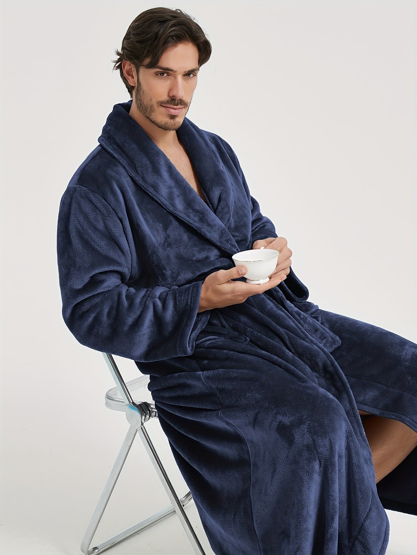 Homme Peignoir avec col châle et ceinture à nouer-Robe Men-Gigié