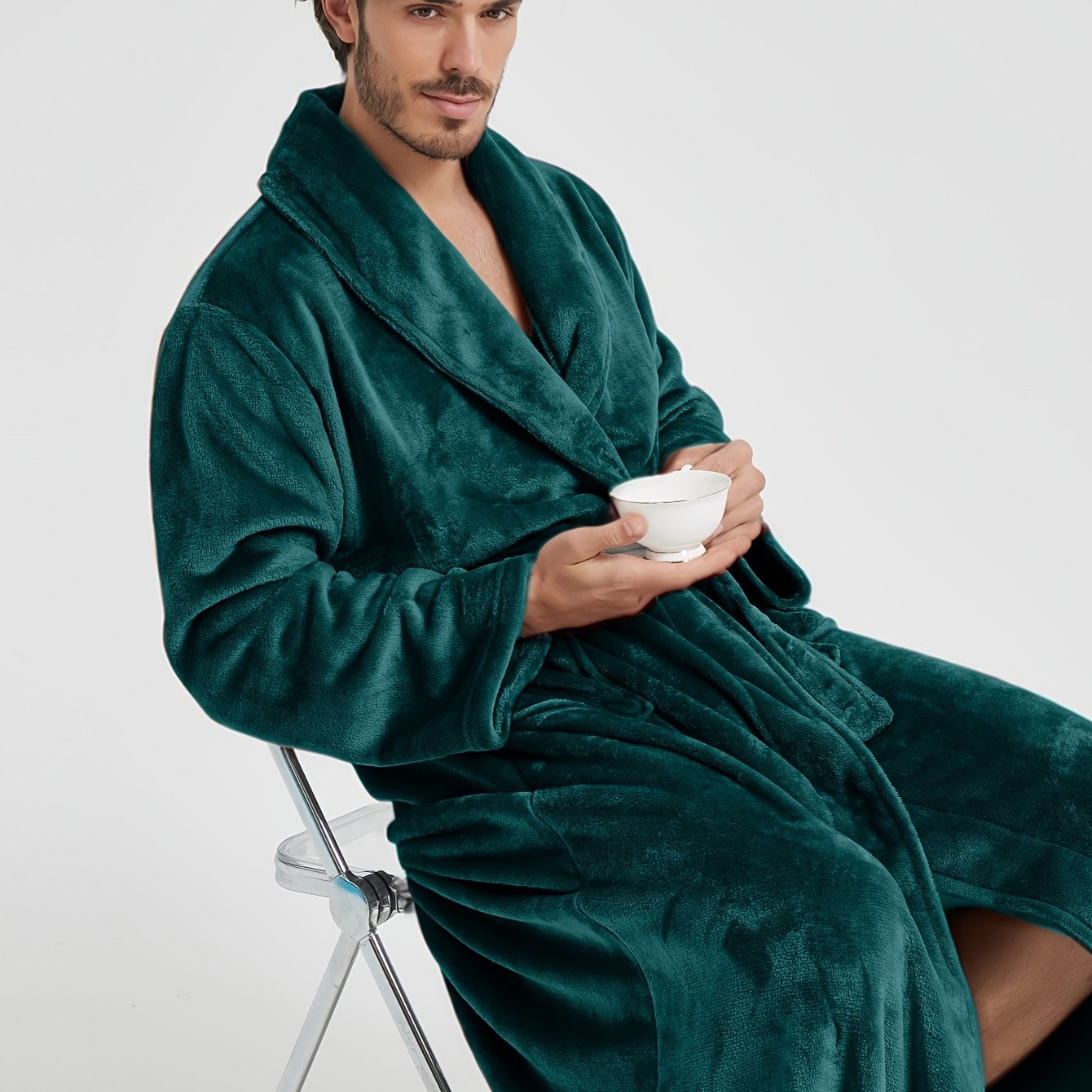 Homme Peignoir avec col châle et ceinture à nouer-Robe Men-Gigié