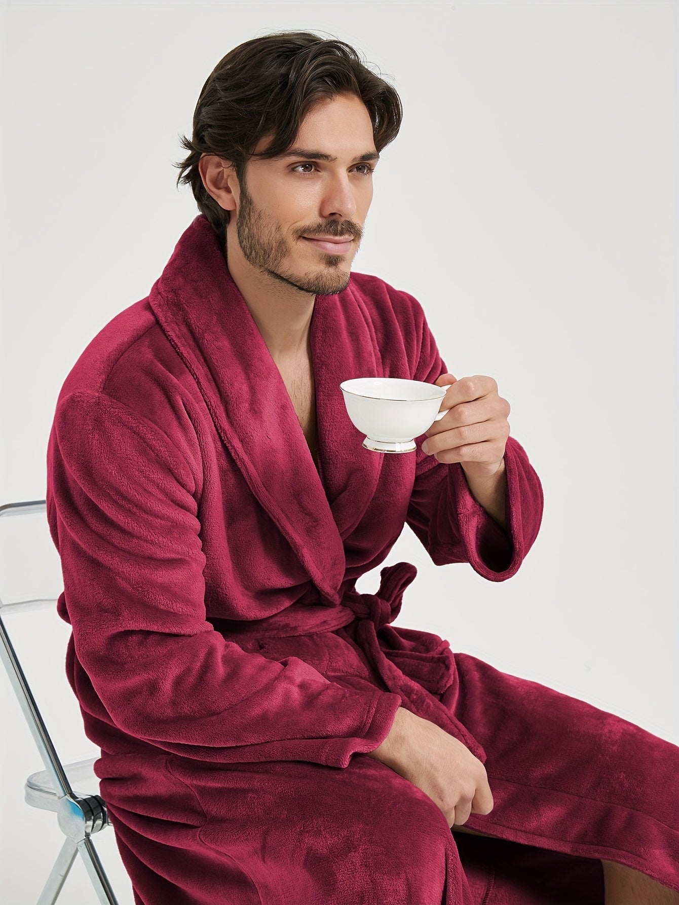 Homme Peignoir avec col châle et ceinture à nouer-Robe Men-Gigié