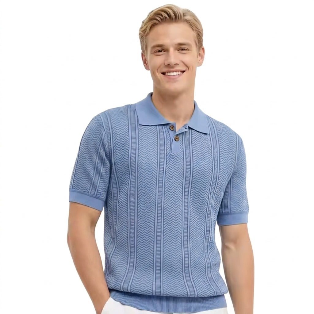 Polo en maille torsadée pour homme The Montecito Bleu Ciel