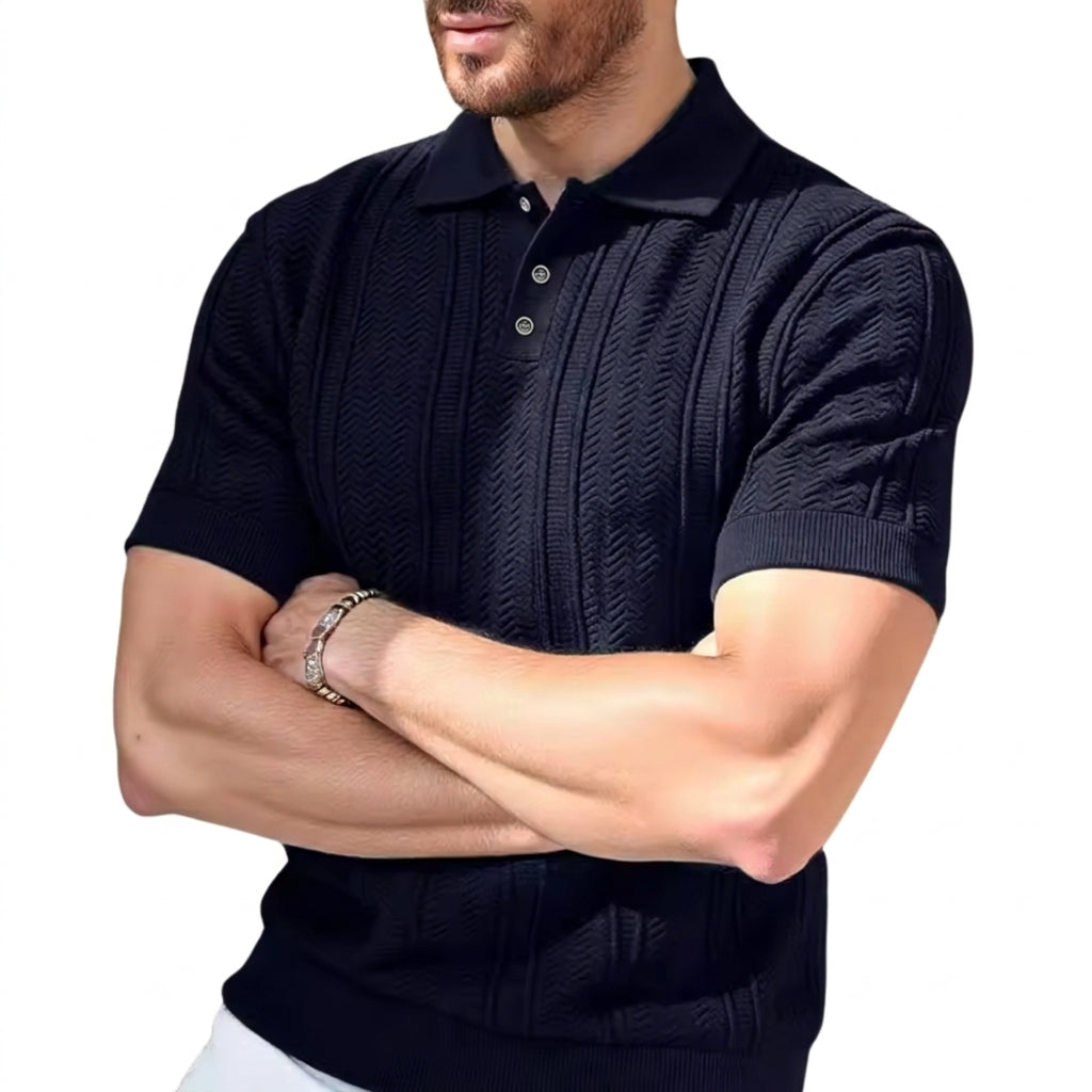 Polo en maille torsadée pour homme The Montecito Bleu Marine