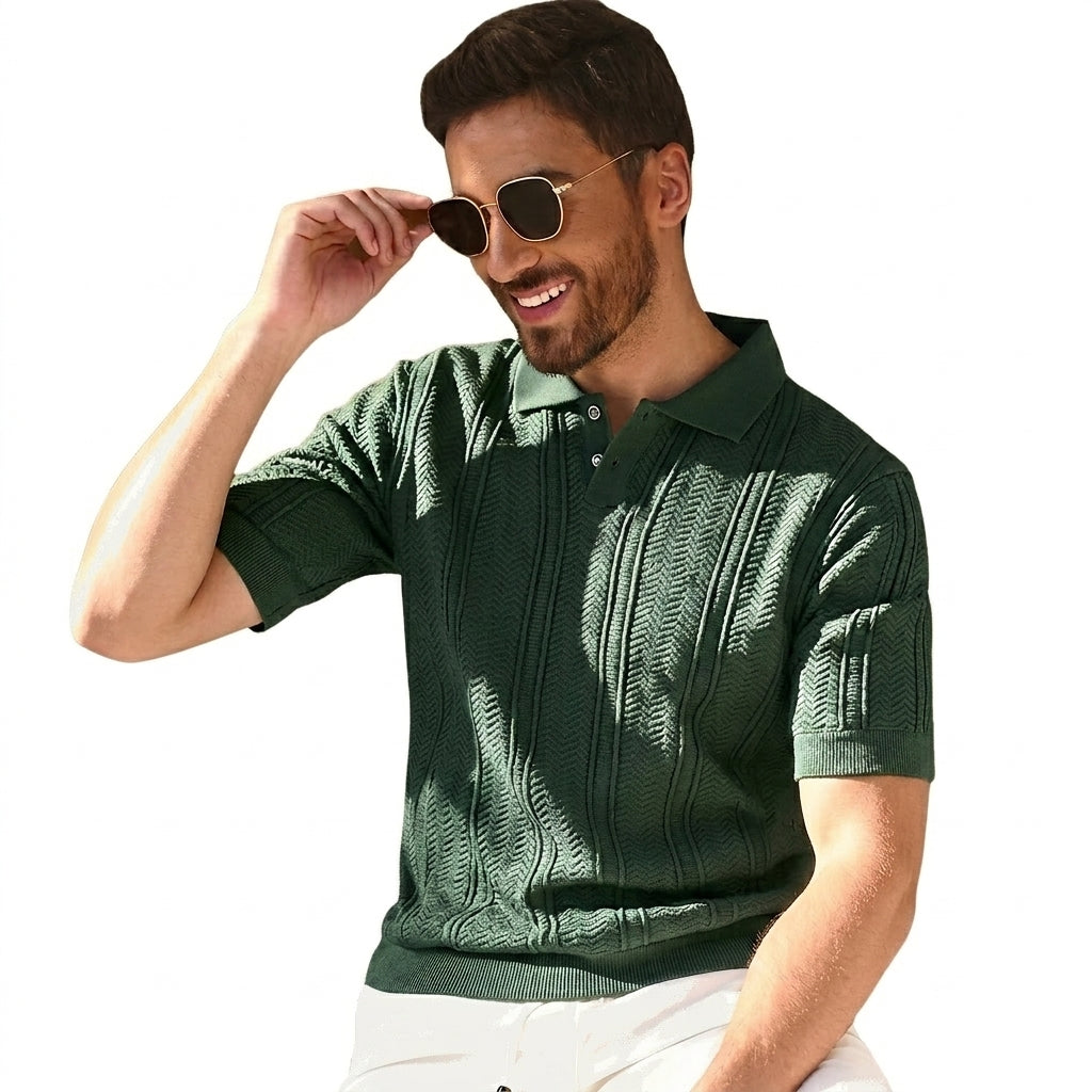 Polo en maille torsadée pour homme The Montecito Vert Armée