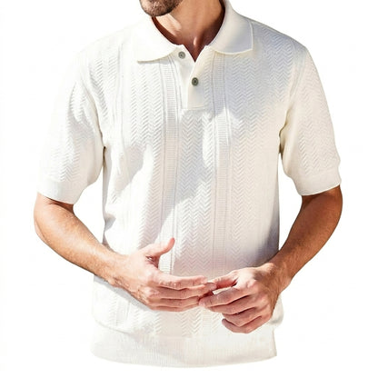 Polo en maille torsadée pour homme The Montecito Blanc