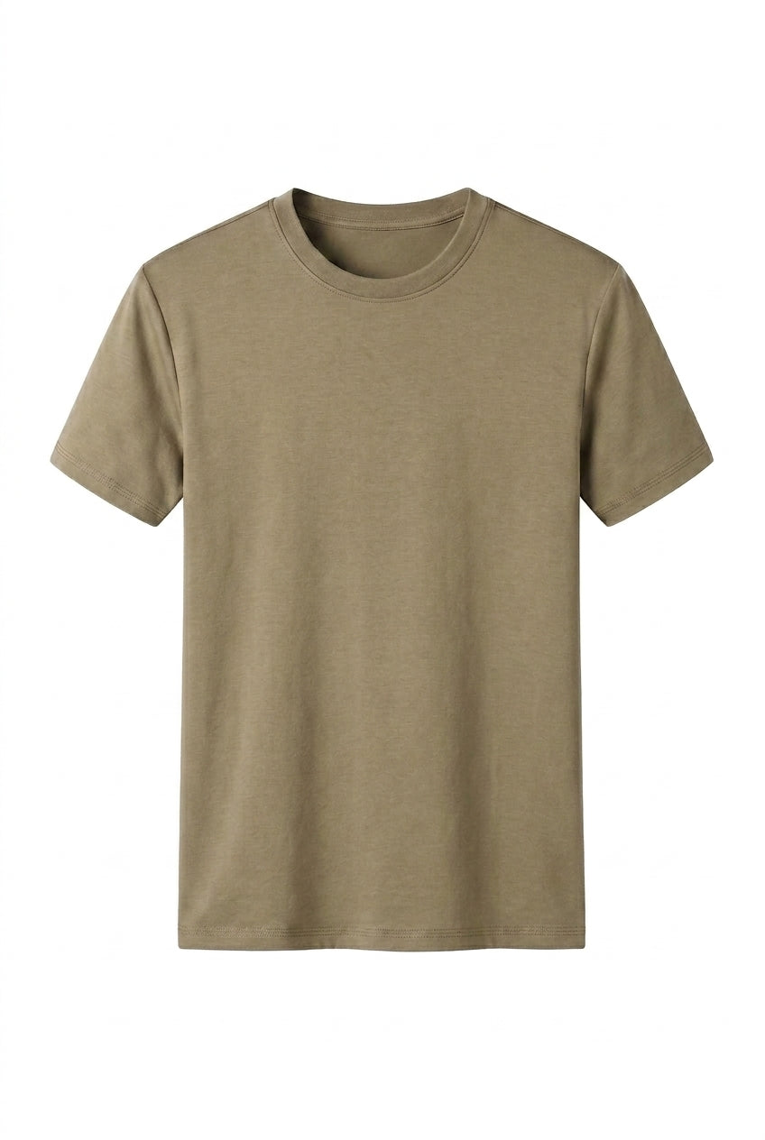 Homme T-shirt à col rond et manches courtes Beige