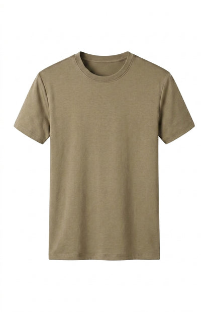 Homme T-shirt à col rond et manches courtes Beige