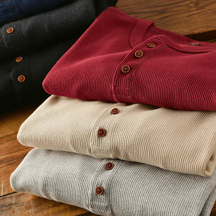 T-Shirt Henley Homme Manches Longues-Gigié
