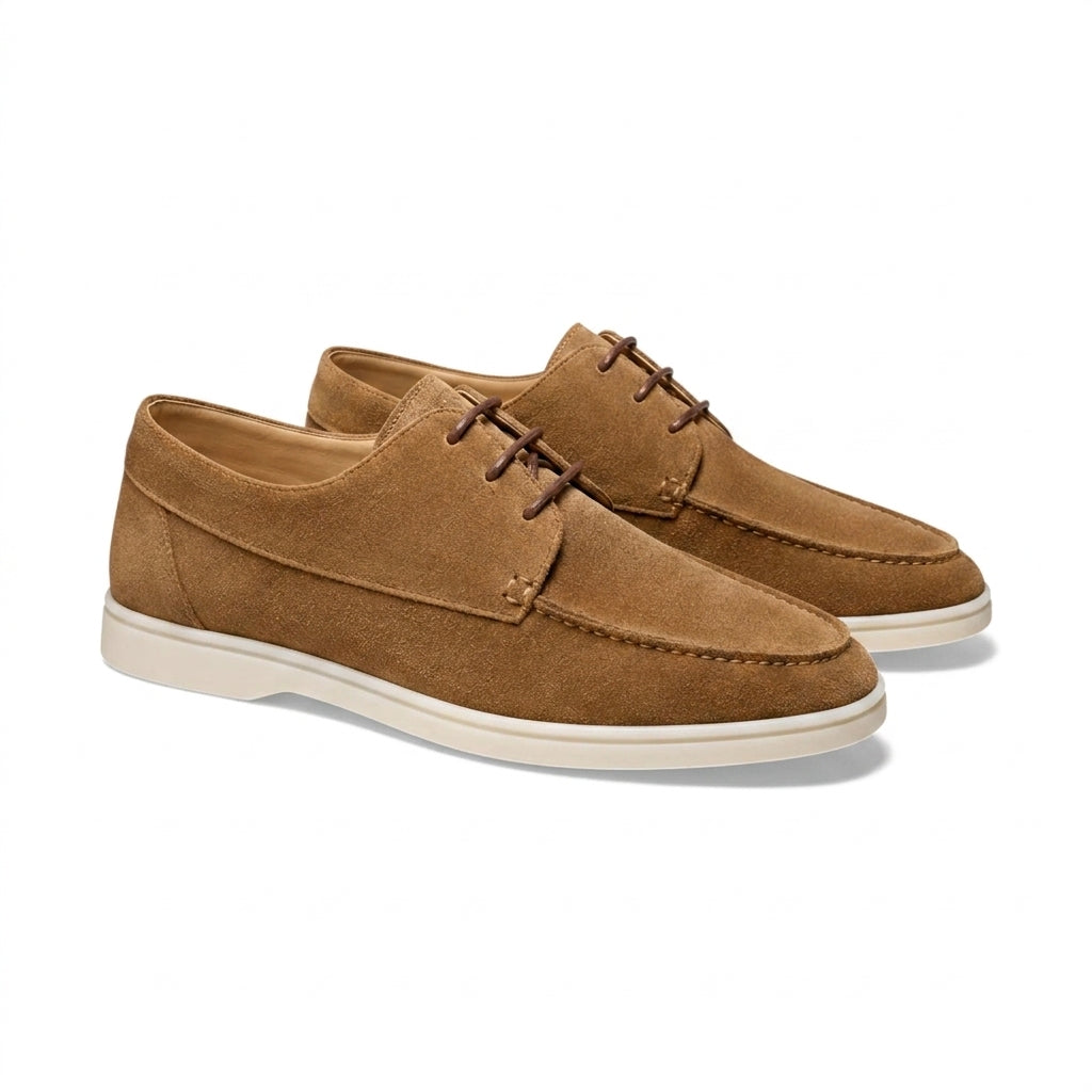 Hommes - Chaussures à lacets avec coutures mocassin et semelles en caoutchouc Marron