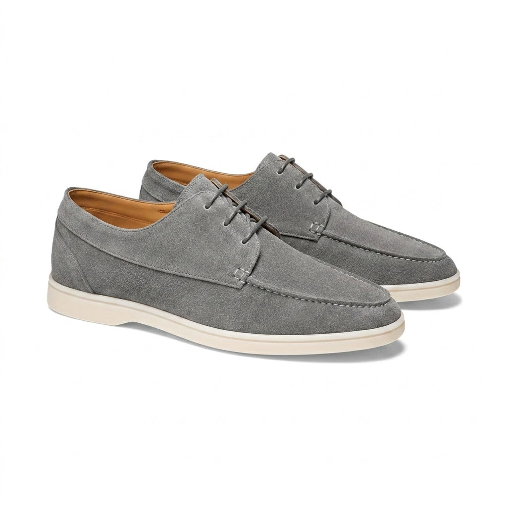 Hommes - Chaussures à lacets avec coutures mocassin et semelles en caoutchouc Gris