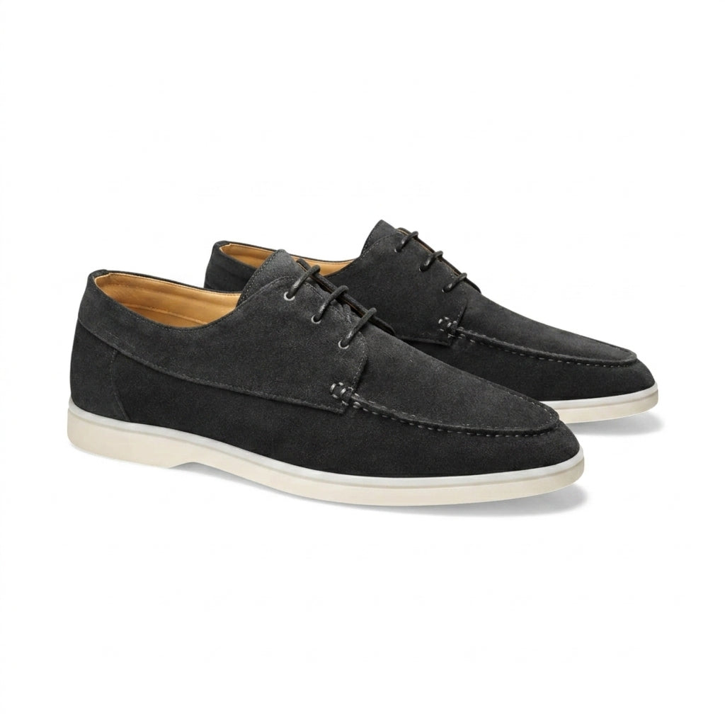 Hommes - Chaussures à lacets avec coutures mocassin et semelles en caoutchouc Noir