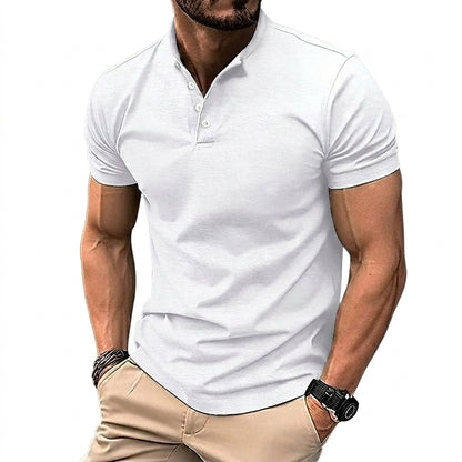 Hommes Chemise à manches courtes avec col officier et patte de boutonnage Blanc