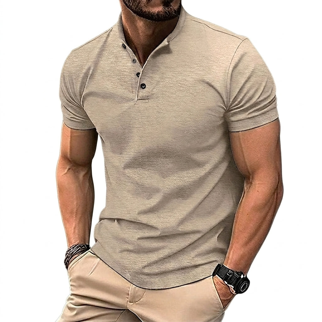 Hommes Chemise à manches courtes avec col officier et patte de boutonnage Kaki