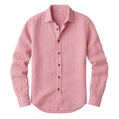 Hommes Chemise à manches longues avec col à pointes et boutonnage frontal Rose
