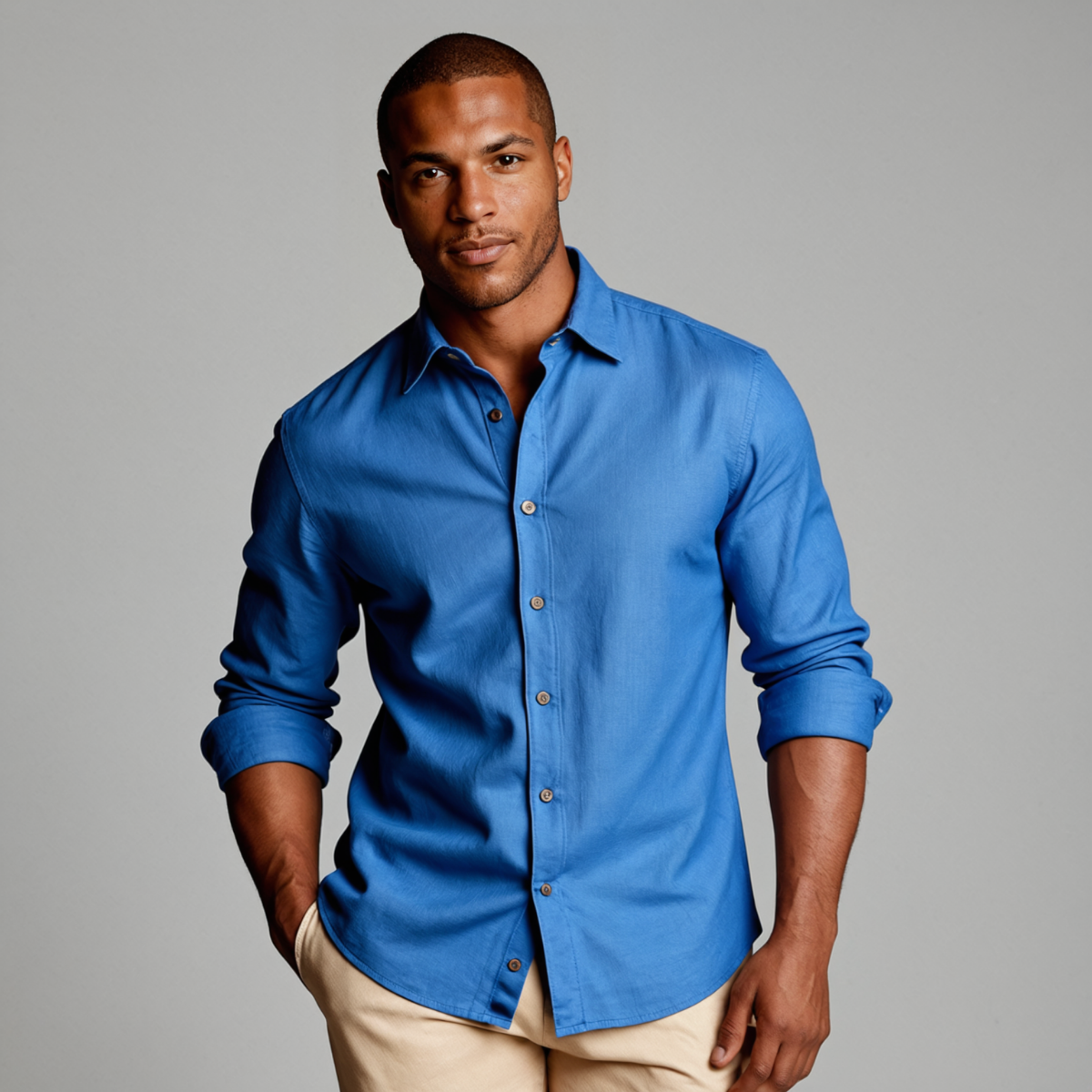 Hommes Chemise à manches longues avec col à pointes et boutonnage frontal 2