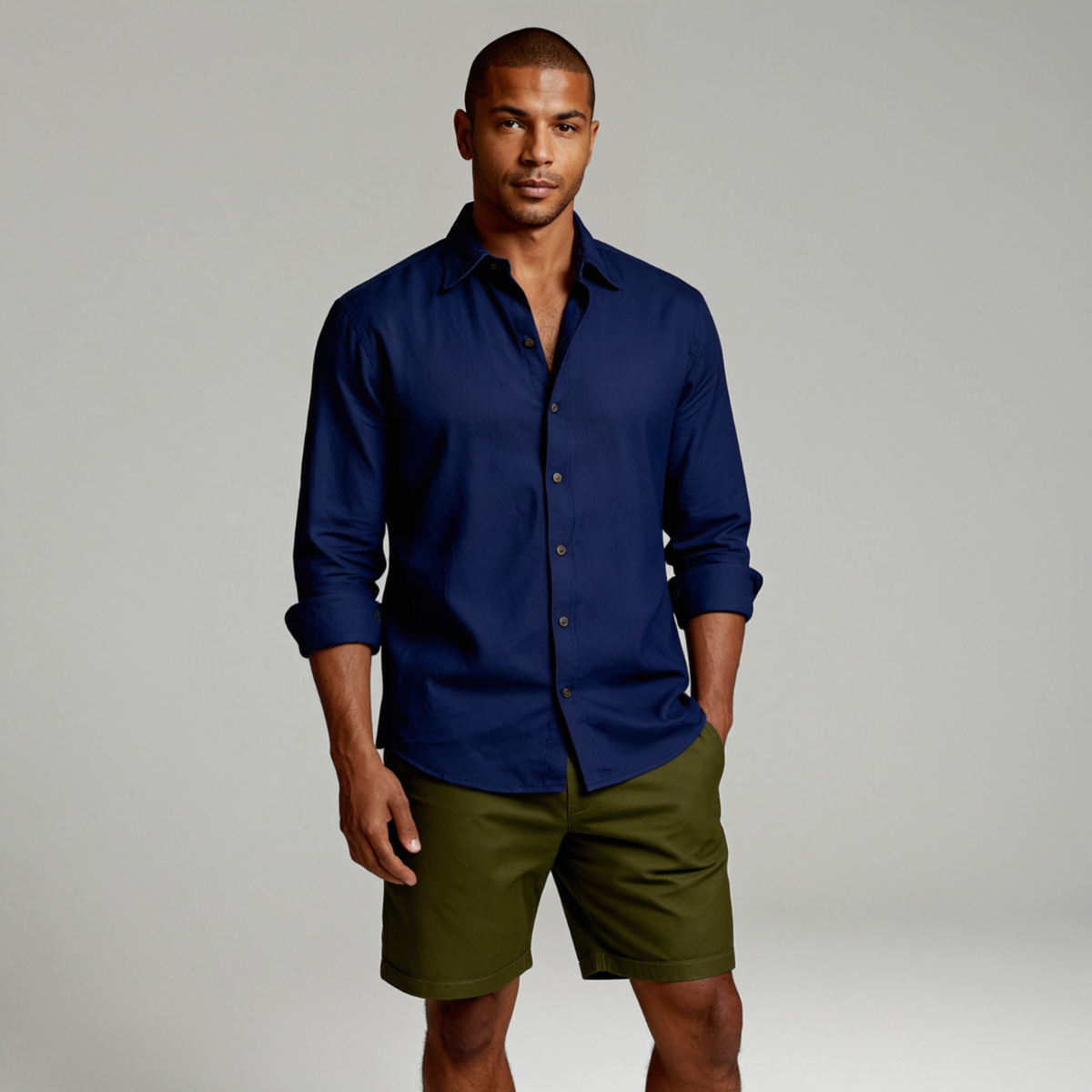 Hommes Chemise à manches longues avec col à pointes et boutonnage frontal 3