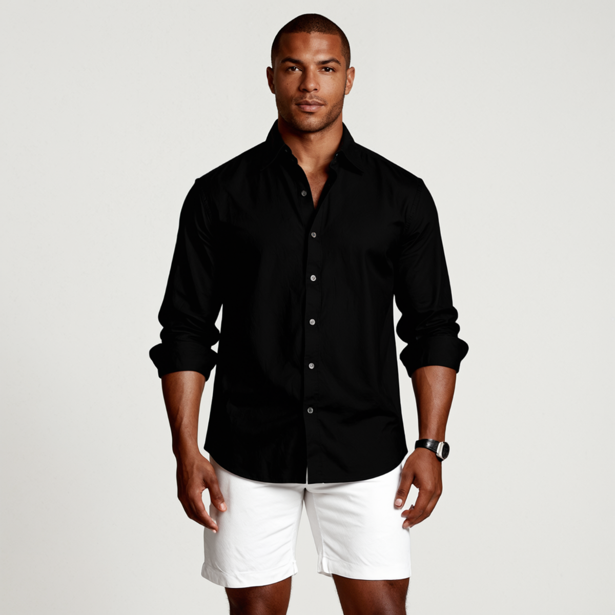 Hommes Chemise à manches longues avec col à pointes et boutonnage frontal 5