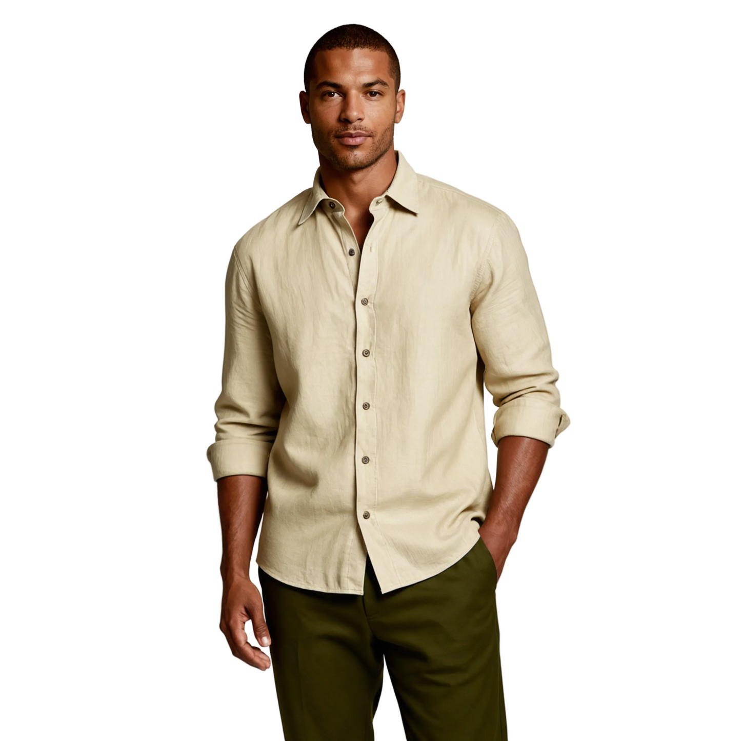 Hommes Chemise à manches longues avec col à pointes et boutonnage frontal-Shirts for men-Gigié
