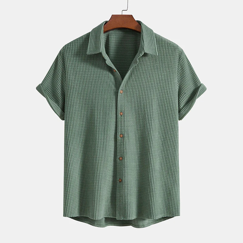 Hommes Ensemble Chemise Manches Courtes et Short Texture Gaufrée 1