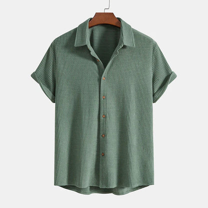 Hommes Ensemble Chemise Manches Courtes et Short Texture Gaufrée 1