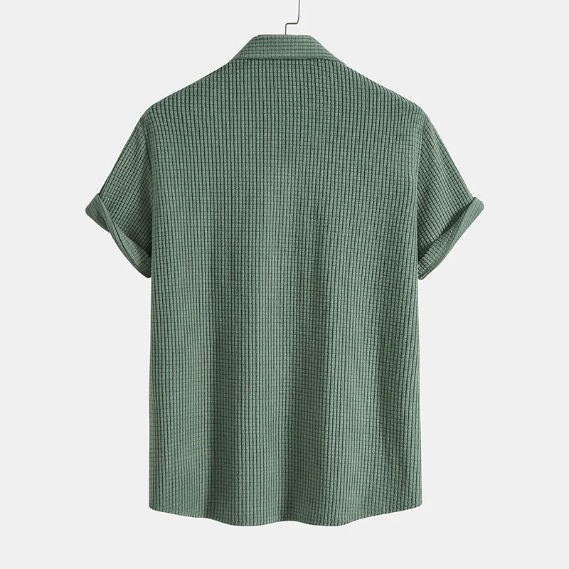 Hommes Ensemble Chemise Manches Courtes et Short Texture Gaufrée 2