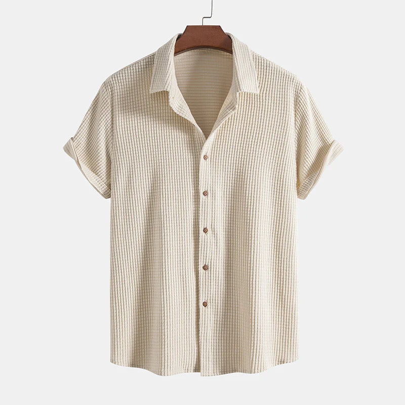 Hommes Ensemble Chemise Manches Courtes et Short Texture Gaufrée 4