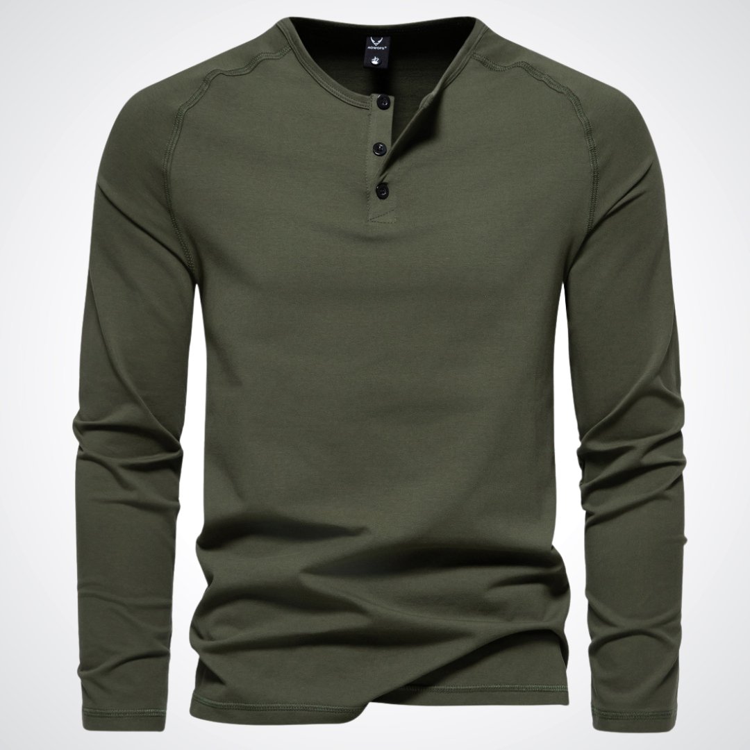 Hommes Henley à manches longues avec boutons 1