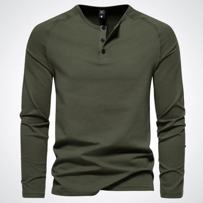 Hommes Henley à manches longues avec boutons 1